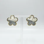 Eclipse Blossom Studs: Handcrafted Mother of Pearl & Black Onyx Flower Studs - Image 5