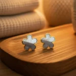 Eclipse Blossom Studs: Handcrafted Mother of Pearl & Black Onyx Flower Studs - Image 2