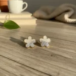 Eclipse Blossom Studs: Handcrafted Mother of Pearl & Black Onyx Flower Studs - Image 6