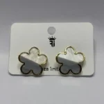Eclipse Blossom Studs: Handcrafted Mother of Pearl & Black Onyx Flower Studs - Image 3