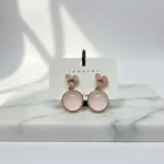 Pink Petal Cluster & Shimmer Circle Drop Earrings